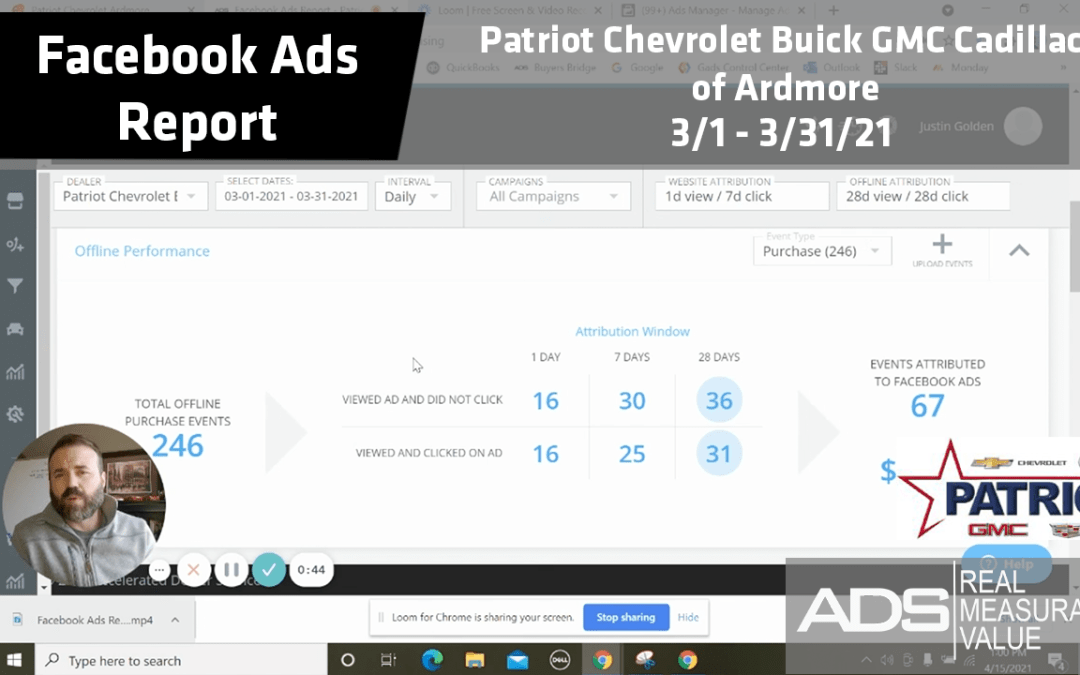 Facebook Ads Success Report For Patriot Chevrolet Buick GMC Cadillac of Ardmore – March 2021